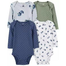 Набор из 4 полукомбинезонов для девочки с васильками Carter's 24M