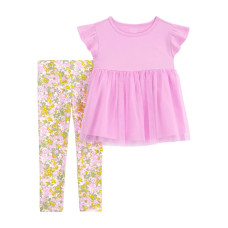 Комплект из двух предметов для девочки (розовая туника, лосины с цветочным принтом) Carter's 3T