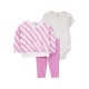 Комплект из трех предметов для девочки (серое боди, джемпер в розовую полоску, розовые брюки) Carter 24M