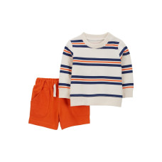 Комплект из двух предметов для мальчика (джемпер в полоску, оранжевые шорты) Carter's 18M