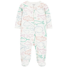 Комбинезон для девочки бежевый с китами Carter's 9M