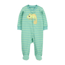 Комбинезон для мальчика зеленый в полоску с игуаной Carter's 9M