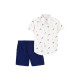 Комплект из двух предметов мальчика (белая рубашка с машинами, синие шорты) Carter’s 5T