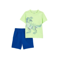 Комплект из двух предметов для мальчика (синие шорты, зеленая футболка с динозавром) Carter's 3T