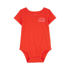 Боди для девочки красное с надписью Carter's 12M