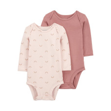 Набор из 2 полукомбинезонов для девочки (розовый, с радугами) Carter's 24M