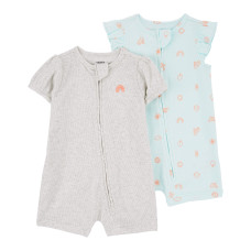 Комплект из двух предметов для девочки (оливковое боди, оранжевые шорты с цветами) Carter's 18M