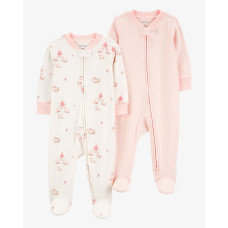 Набор из 2 комбинезонов для девочки (с овечками, в полоску), 1R040510, Carter's 9M
