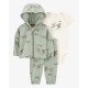 Комплект из трех предметов для мальчика (боди с самолетом, зеленые с самолетами кардиган и брюки) Ca 9M