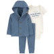 Комплект из трех предметов для мальчика (боди с надписью, синие толстовка с капюшоном и брюки) Carte 3M