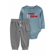 Комплект из двух предметов для девочки (голубой полукомбинезон, серые брюки), 1R723010, Carter's 18M