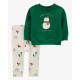 Комплект из 2 пред унисекс новогодний (зелен джемпер, молочные брюки со снегово), 1R568110, Carter&rsquo;s 18M