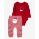 Комплект из 2 пред унисекс новогодний (крас полукомбин, брюки в красную полоску), 1R567910, Carter’s 18M