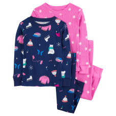 Набор из 2 пижам для девочки со снежинками, 2R925910, Carter's 5T