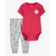 Комплект из двух предметов для мальчика (красн боди, серые со смайликами брюки), 1R977110, Carter&rsquo;s 24M
