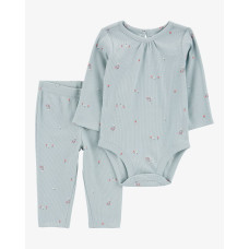 Комплект из двух предметов для девочки (голубые с мышками полукомбинез и брюки), 1R966010, Carter's 24M