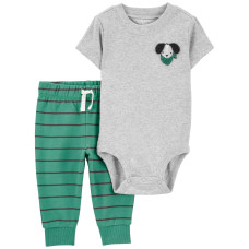 Комплект из двух предметов для мальчика (серое боди, зеленые в полоску брюки), 1R977010, Carter's 6M