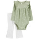 Комплект из двух предметов для девочки (зеленый полукомбинезон, серые брюки), 1R966510, Carter’s 24M