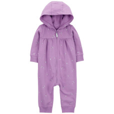 Комбинезон для девочки фиолетовый с сердечками с капюшоном, 1R967410, Carter's 12M