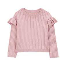 Джемпер для девочки розовый в рубчик, 2R996910, Carter's 4T