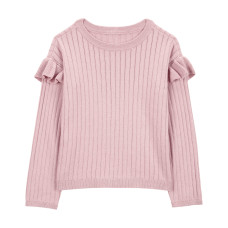 Джемпер для девочки розовый в рубчик, 3R996710, Carter's 8