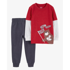 Комплект из двух предметов для мальчика (красн джемпер с медведем, серые брюки), 2S033510, Carter's 5T