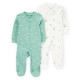 Набор из 2 комбинезонов для мальчика (зеленый с надписью, белый с лягушками) Carter&rsquo;s 3M