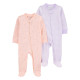 Набор из 2 комбинезонов для девочки (розовый с цветами, сиреневый в клетку) Carter’s 3M