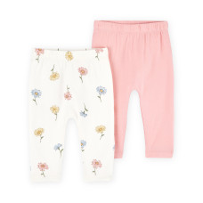 Набор из 2 брюк для девочки (розовые, белые с цветами) Carter's 12M