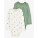 Набор из 2 полукомбинезонов унисекс (зеленый, белый с листочками) 1S503810 Carter&rsquo;s 9M