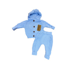 7821 Костюм двойка голубой Бамбук 6-9м