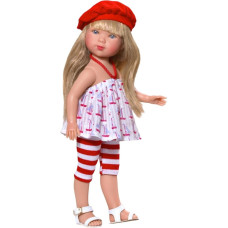 Кукла Карлота  В Принтованной блузке и полосатых CAR-726