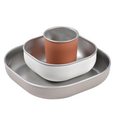 Набор посуды из нержавеющей стали с покрытием из силикона COFFRET REPAS INOXBeaba TERRACOTTA