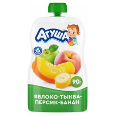 Пюре 90г Агуша фруктово-овощное Яблоко Персик Банан Тыква