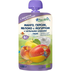 Пюре пауч Органик 6мес, 120г/6 Fleur Alpine Манго-персик-ябл с йогуртом