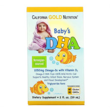 Baby's DHA, Жирные кислоты Омега-3 с витамином D3, California Gold Nutrition (2ж. униц. (59мл))