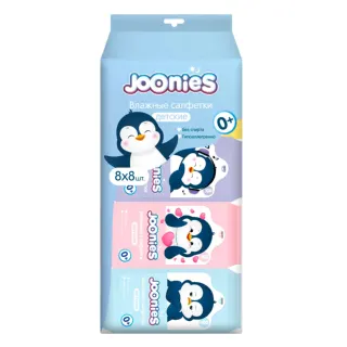 Салфетки влажные детские мини 8х8 шт, 0м+ Joonies