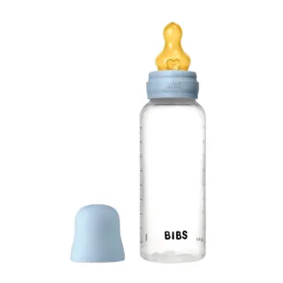 Бутылочка для кормления в комплекте с латексной соской, средний поток - Baby Blue, 270 мл Bibs