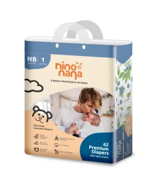 Подгузники на липкой основе, NB, 0-4 кг 62 шт. NINO NANA