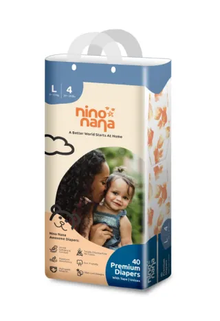 Подгузники на липкой основе, L, 9-13кг 40шт NINO NANA