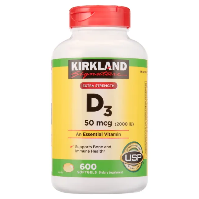 Витамин D3, 2000 МЕ, 600 капсулы Kirkland Signature