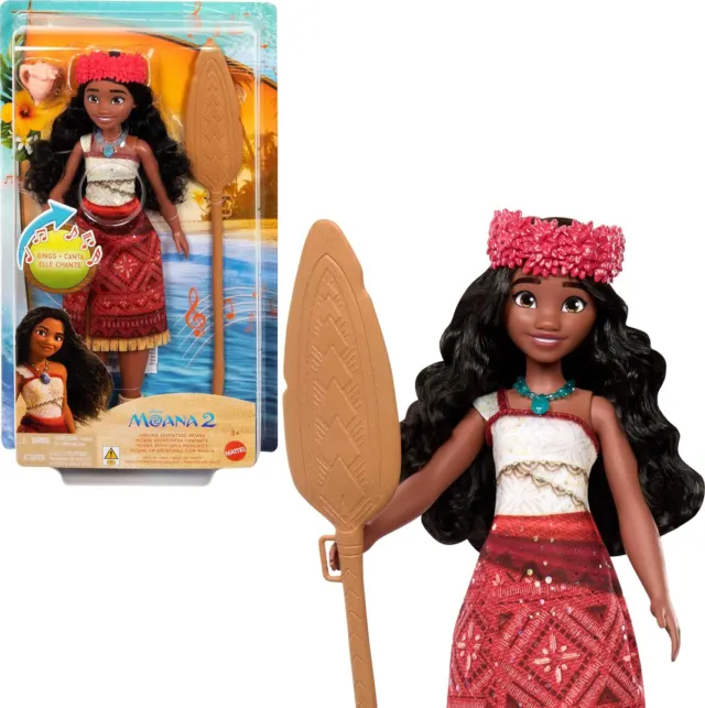 Кукла Mattel Disney Moana 2 Singing Adventure Moana с фирменным нарядом и аксессуарами Ustore