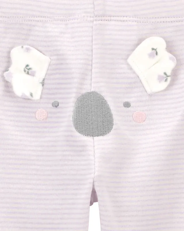 Комплект из 3 пред для девочки (боди в цветочек, полосатые полукомбинезон и брюки 1R034810 Carter's — фото 4