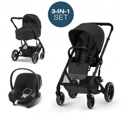 Коляска Balios S Lux BLK 3в1 в компл со спальный блокCot S,автокрес Aton B2-i-Size и 2 адап Cybex