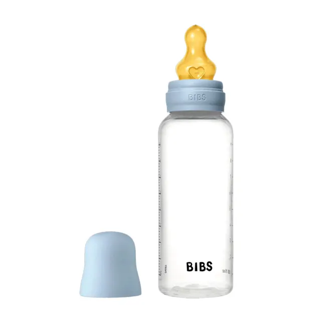 Бутылочка для кормления в комплекте с латексной соской, средний поток - Baby Blue, 270 мл Bibs