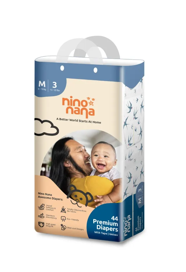 Подгузники на липкой основе, M, 6-10 кг, 44 шт NINO NANA